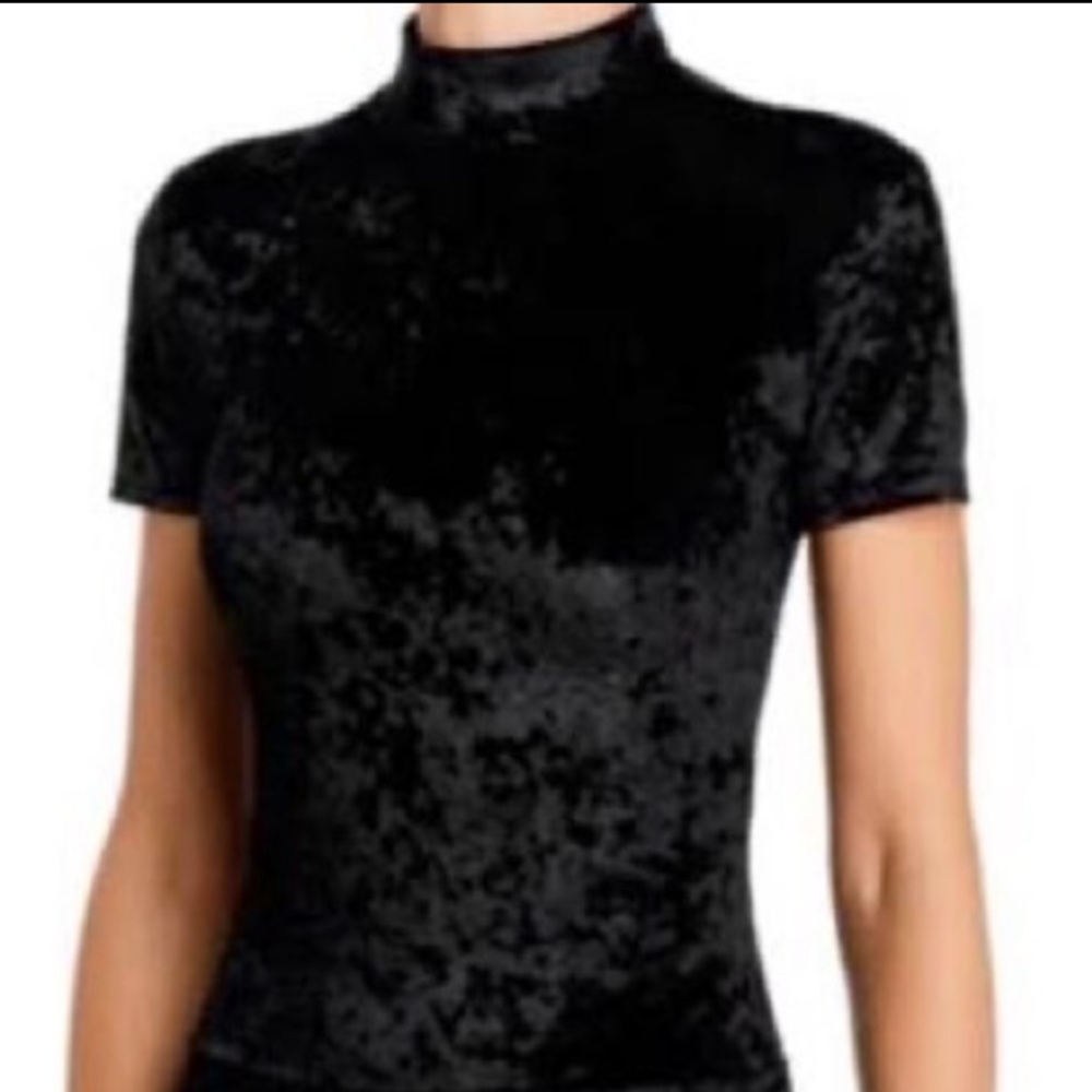Aqua velvet short sleeve high neck body suit